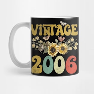 Vintage 2006 Sunflower Floral Retro Groovy 17th Birthday Mug